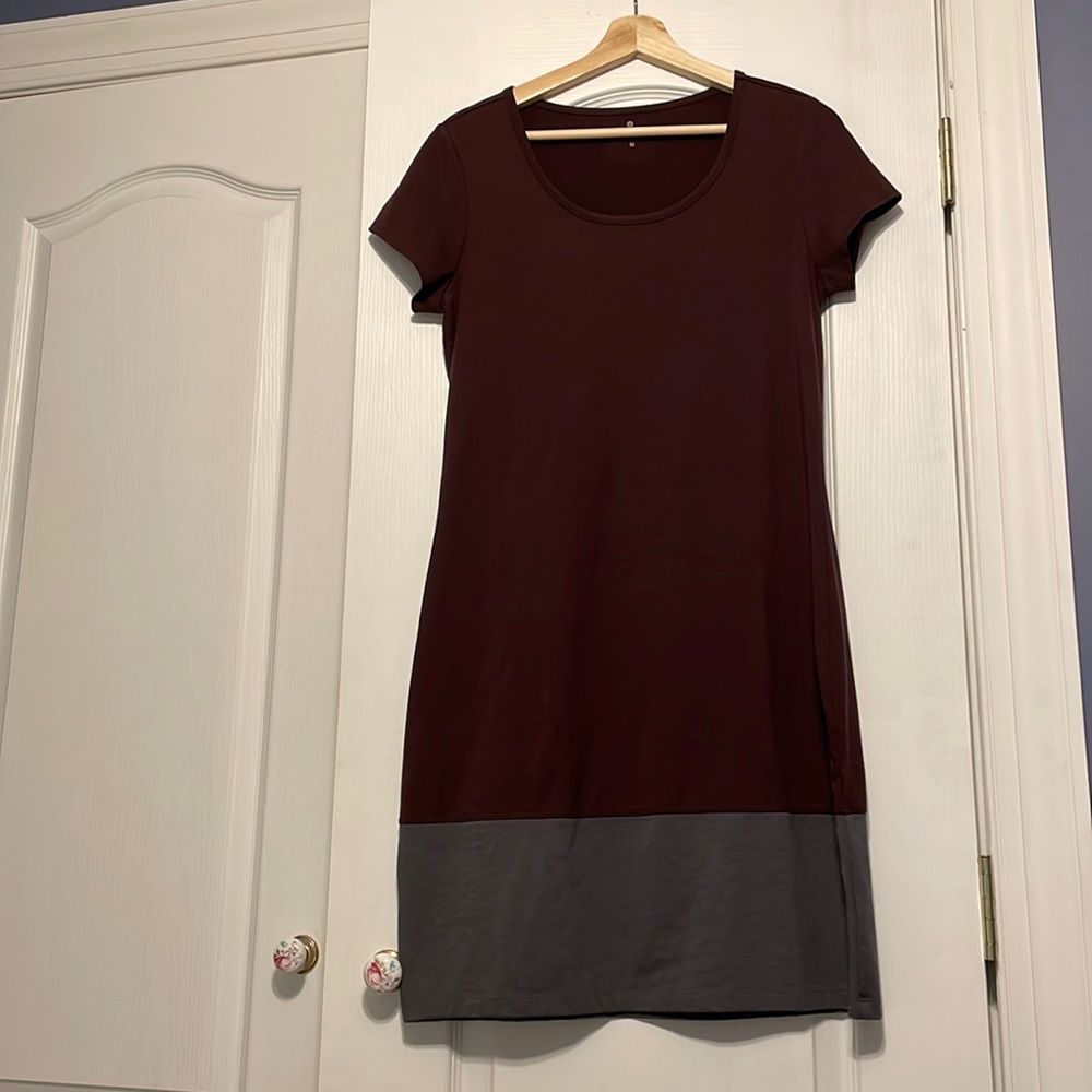 Athleta medium mid length slip dress brown gray